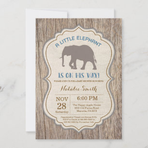 Rustic Elephant Baby Shower Invitation Boy