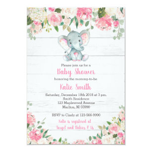 Pink Elephant Invitations Zazzle Rustic Elephant Baby Shower Invitations For A
