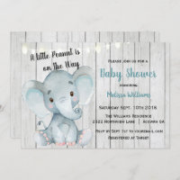 Rustic Elephant Boy Baby Shower Invitation