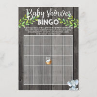 Rustic Elephant Jungle Baby Shower Bingo Game Card