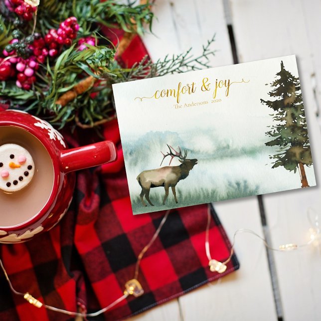 Rustic Elk Christmas Holiday Card (Creator Uploaded)
