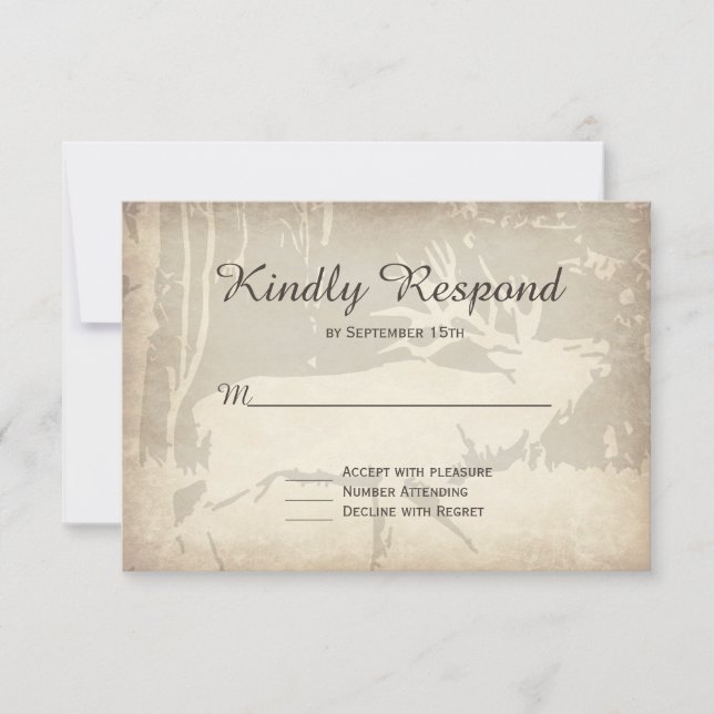 Rustic Elk Hunting Wildlife Wedding RSVP Cards (Front)