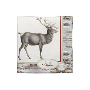Rustic Elk/ Reindeer Deer Family Monogram Cloth Napkin