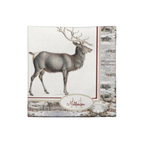  Rustic Elk Reindeer Deer Family Monogram  Cloth Napkin
