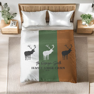 Rustic Elk Silhouette Family Home Personalized Duvet Cover