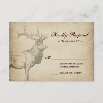 Rustic Elk Wildlife Antlers Wedding Rsvp Cards by CustomWeddingSets at Zazzle