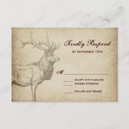 Rustic Elk Wildlife Antlers Wedding Rsvp Cards