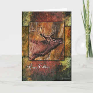 Rustic Elk Wildlife Birthday Card
