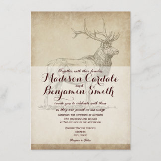 Rustic Elk Wildlife Hunting Wedding Invitations
