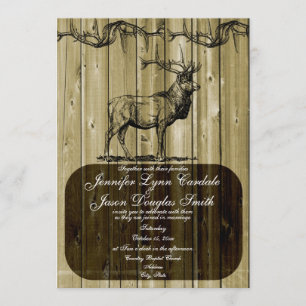 Rustic Elk Wildlife Hunting Wedding Invitations