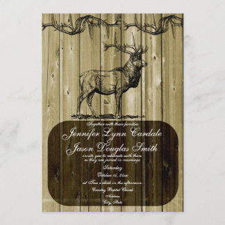 Rustic Elk Wildlife Hunting Wedding Invitations