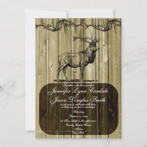 Rustic Elk Wildlife Hunting Wedding Invitations