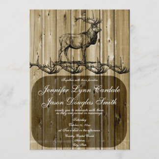 Rustic Elk Wildlife Hunting Wedding Invitations