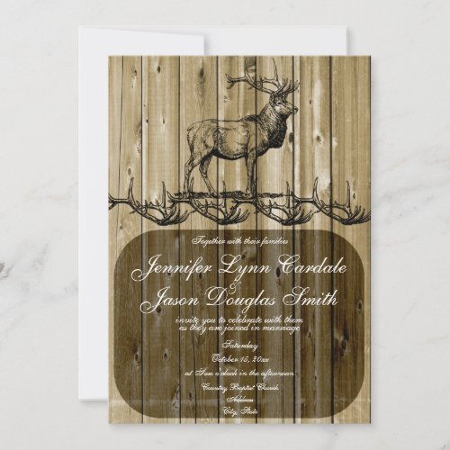Rustic Elk Wildlife Hunting Wedding Invitations