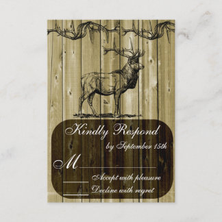 Rustic Elk Wildlife Hunting Wedding RSVP Card