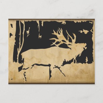 Rustic Elk Wildlife Vintage Paper Nature Hunting Postcard by azlaird at Zazzle