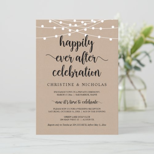 Rustic Elopement Happily Ever After Celebration I Invitation