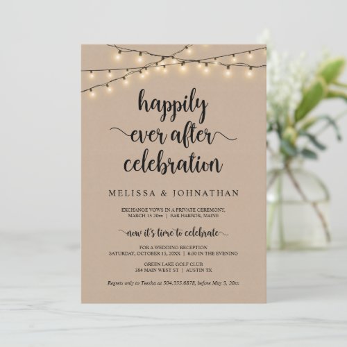 Rustic Elopement Happily Ever After Celebration I Invitation