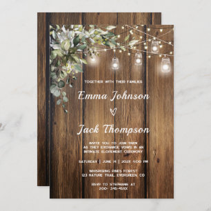 Rustic Elopement Invitation Greenery