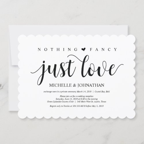 Rustic Elopement Reception Invitation Card