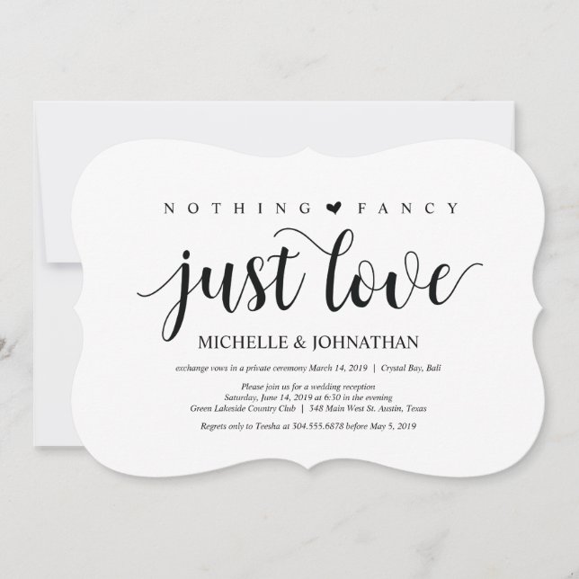Rustic Elopement Reception Invitation Card (Front)