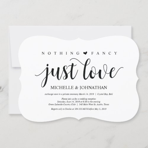 Rustic Elopement Reception Invitation Card