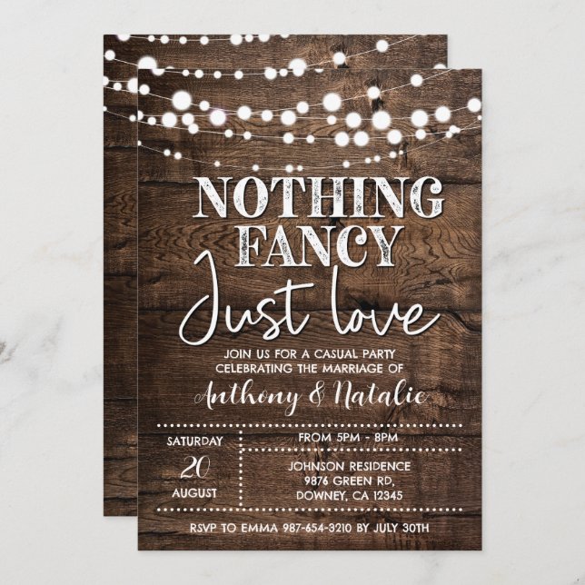 Rustic Elopement Wedding Invitation (Front/Back)