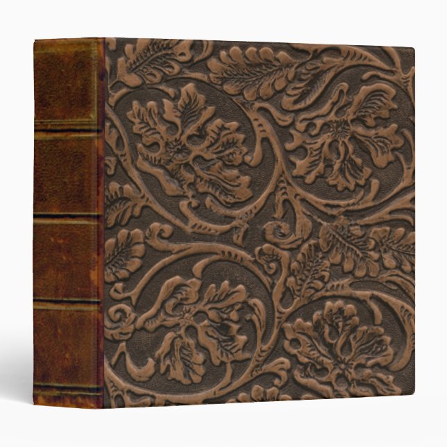 Rustic Embossed Leather 3 Ring Binder (Front/Spine)