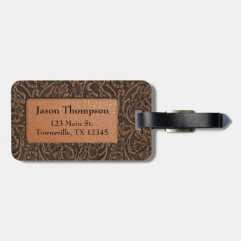 Rustic Embossed Leather Luggage Tag by timelesscreations at Zazzle