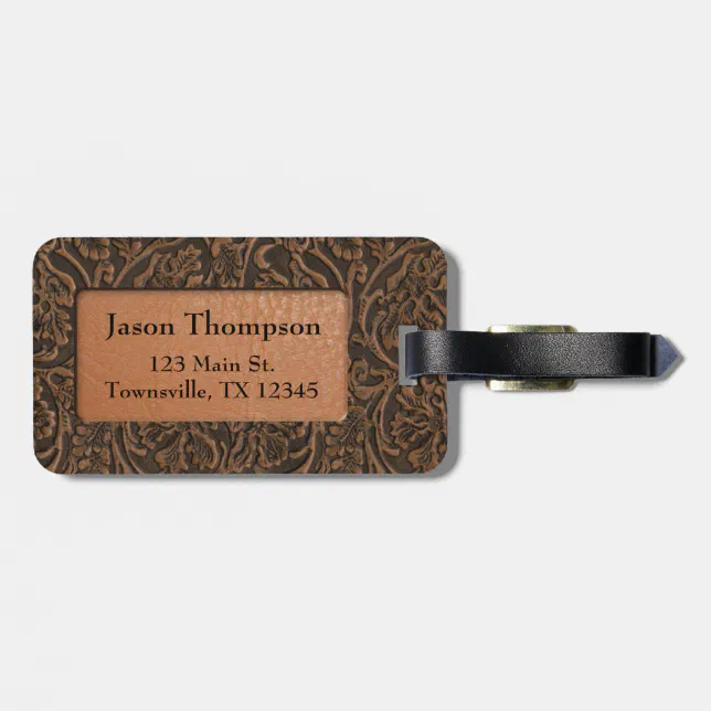 Rustic Embossed Leather Luggage Tag Zazzle