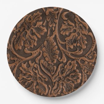 Rustic Embossed Leather Paper Plates by timelesscreations at Zazzle