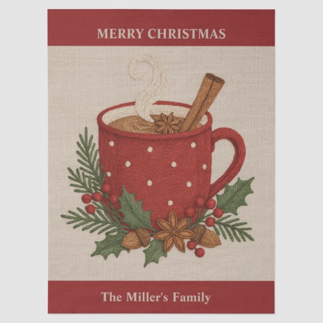  Rustic embroidery  Christmas cocoa with Cinnamon Tissue Paper (Front)