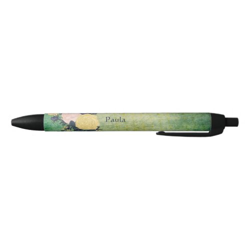 Rustic Emerald Floral Black Ink Pen