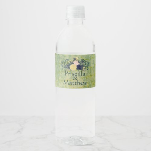 Rustic Emerald Floral Water Bottle Label