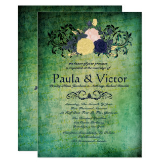 Emerald Green Wedding Invitations Announcements Zazzle Rustic Emerald Fl Wedding Invitations