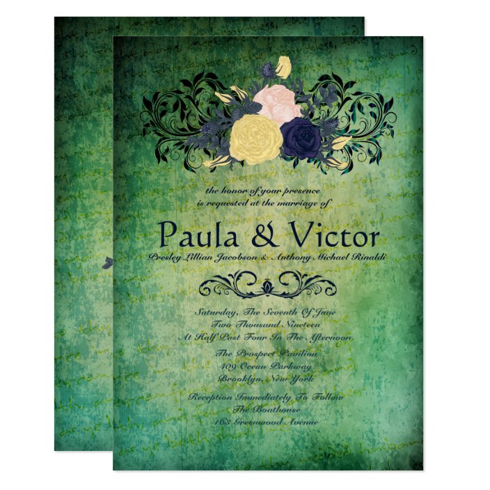 Rustic Emerald Floral Wedding Invitations | Zazzle.com