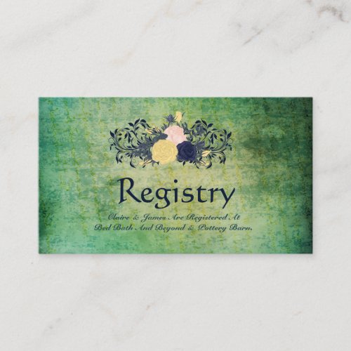 Rustic Emerald Floral Wedding Registry Card