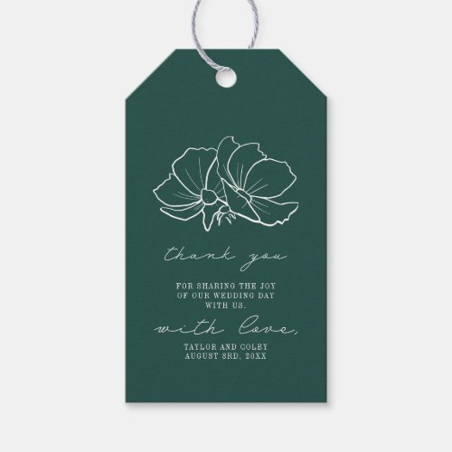 Rustic Emerald Floral Wedding Thank You Gift Gift Tags