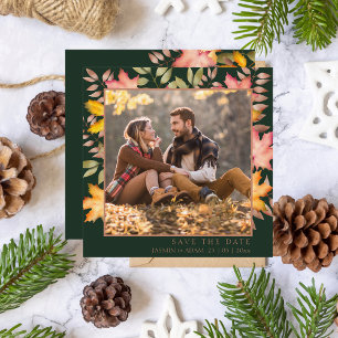 Rustic Emerald Green Fall Wedding Photo Save The Date