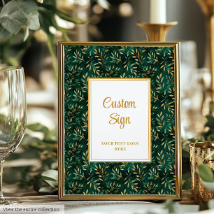 Rustic Emerald Green Gold Eucalyptus Custom Sign