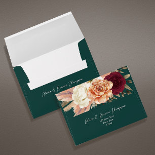 Rustic Emerald Green Wedding Envelope