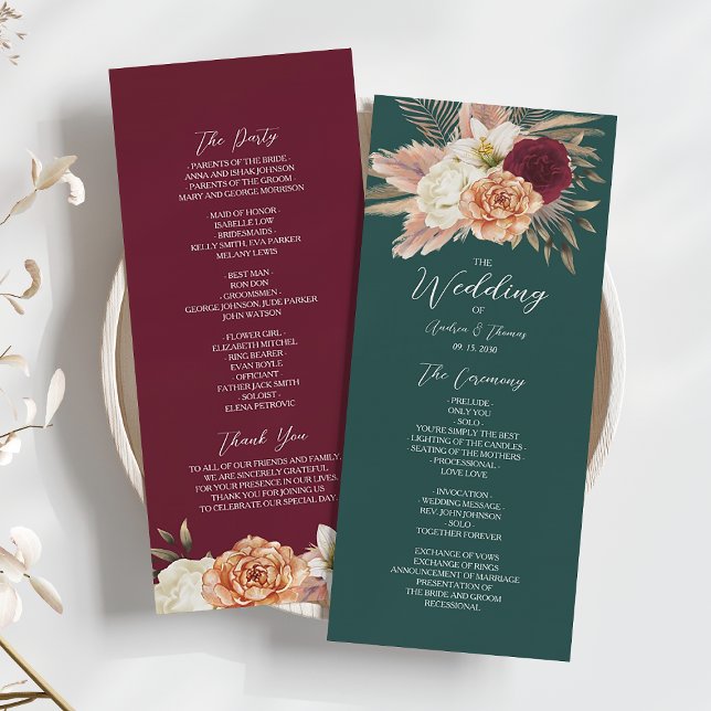Rustic Emerald Green Wedding Program (Creator Uploaded)