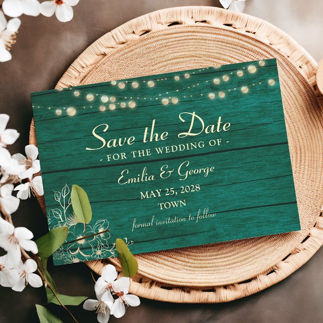 Rustic Emerald Green Wedding Save The Date (Creator Uploaded)