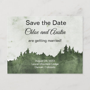 Rustic Emerald Jewel Tone Landscape Save The Date Postcard