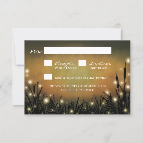 Rustic Enchanted Forest Firefly Wedding RSVP Cards