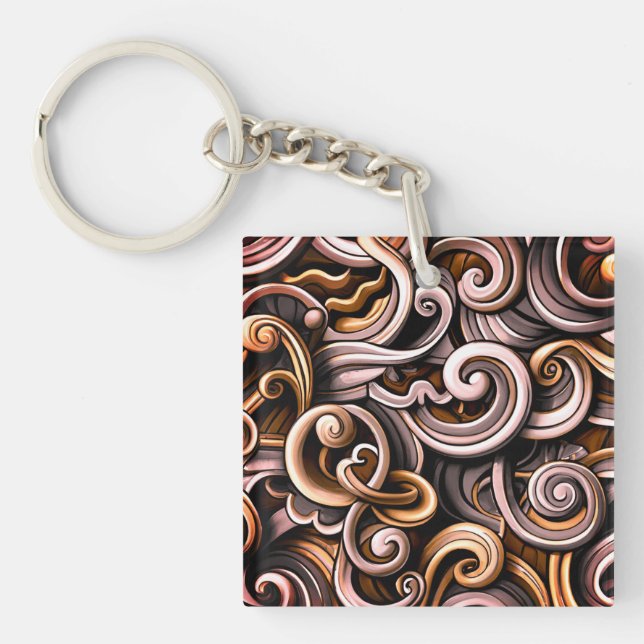 Rustic Energy Swirls  Keychain (Front)