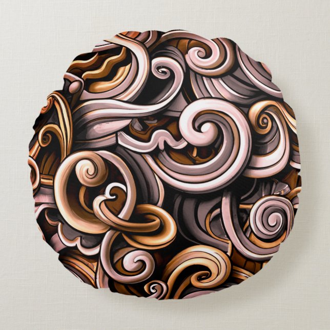 Rustic Energy Swirls  Round Pillow (Front)