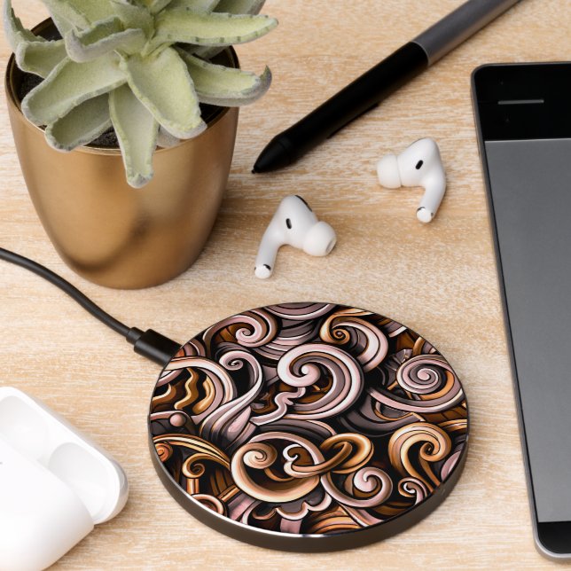 Rustic Energy Swirls  Wireless Charger (Desk 2)