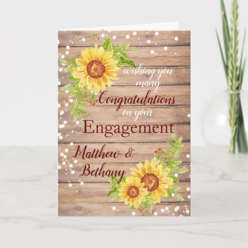 Rustic Engagement Congratulations Floral Card