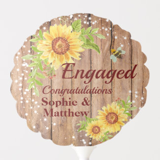 Rustic Engagement Congratulations Floral Sunflower Balloon